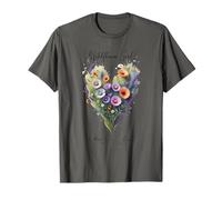 Bel Design Unisex con Cuore Floreale Divertente per Uomo e Donna Maglietta