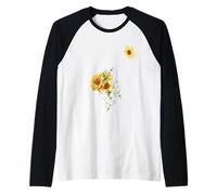 Bel Fiore Giallo Divertente Unisex Design Uomo Donna Tee Maglia con Maniche Raglan