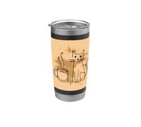 Bel gatto con tazza di caffè Bicchiere termico in acciaio inox doppia parete