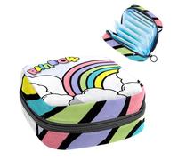 Bel kit per il primo ciclo mestruale arcobaleno con nuvole nel cielo per ragazze, salvaslip tampone, borsa mestruale, supporto per assorbenti con cerniera, organizer per tovaglioli sanitari