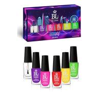 BEL London - Set di 6 smalti per unghie, colori fluo, asciugatura rapida e lunga durata