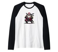 Bel Look da Babbo Natale in Costume da Ninja per Gli Amanti dei Samurai Maglia con Maniche Raglan