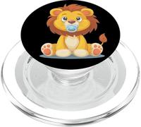 Bel look da cucciolo di animale con faccia di leone e ciuccio PopSockets PopGrip per MagSafe