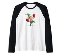 Bel Look da Elfo di Boxe per Gli Amanti degli Elfi e degli Sport di Natale Maglia con Maniche Raglan