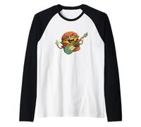 Bel Look Hamburger per Chitarre e Amanti del Rock Maglia con Maniche Raglan