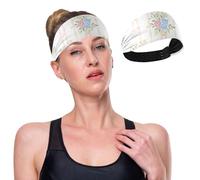 Bel motivo floreale con strisce fasce per il sudore per allenamento da donna, alla moda, antiscivolo, traspirante, per sport, corsa, atletica, yoga
