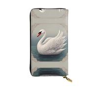 Bel portafoglio in pelle con cerniera Swan, 19,1 x 10,4 cm, pochette lunga più scomparti e grande capacità, un buon regalo per gli amici