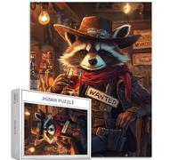 Bel procione Cowboy 1000 pezzi puzzle per adulti Taverna occidentale sfondo arte puzzle impegnativo giochi di attività familiari colorato fai da te puzzle per la decorazione della casa regali 50 x 68