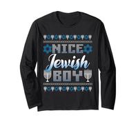 Bel Ragazzo ebreo Divertente Hanukkah Menorah Brutto Natale Maglia a Manica
