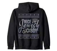 Bel Ragazzo ebreo Menorah Brutto Natale Felice Hanukkah Felpa con Cappuccio