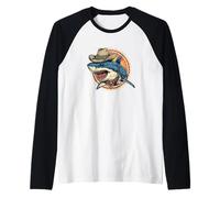 Bel squalo Rodeo per Gli Amanti del Western e degli Squali Maglia con Maniche Raglan