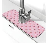Bel tappetino per rubinetto fiore rosa fragola bianca per lavello da cucina assorbente ad asciugatura rapida tappetino di drenaggio intorno al rubinetto per lavello della cucina tappetino