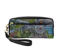 Bel treno a vapore, Borsa per il trucco Borsa per cosmetici Borsa da viaggio portatile da toilette Astuccio in pelle per donne e ragazze