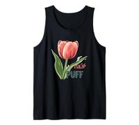 Bel Tulipano Rosso con Una Scritta Carina per la Stagione dei Fiori Canotta