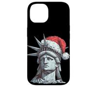 Bel volto della statua della libertà con cappello di Natale per le feste Custodia per iPhone 14