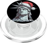 Bel volto della statua della libertà con cappello di Natale per le feste PopSockets PopGrip per MagSafe