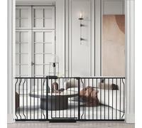 Belabb - Cancelli di sicurezza per interni in metallo nero, misura grande, montaggio a pressione, per cani lunghi per la casa, porte e scale (194-206 cm, nero)