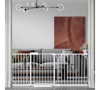 Belabb - Cancello di sicurezza per interni in metallo bianco, misura grande, montaggio a pressione, per cancello lungo per cani, per la casa, porte e scale (182-194 cm, bianco)