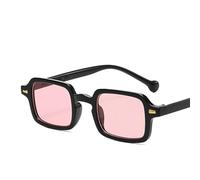 Belachick Unisex Occhiali da Sole Donna Uomo Square Sunglasses Men Rectangle Small Sun Glasses Male Retro Black Lens Blackpowder