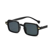 Belachick Unisex Occhiali da Sole Donna Uomo Square Sunglasses Men Rectangle Small Sun Glasses Male Retro Black Lens Black