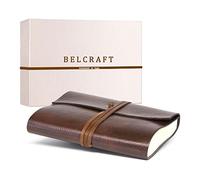 Belcraft Tivoli Diario in Pelle riciclata con blocco INTERCAMBIABILE, Realizzato a mano da Artigiani Toscani, Include Scatola Regalo (12x17 cm) Marrone