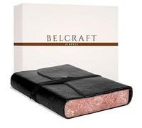 Belcraft Venezia Romantica Diario/Taccuino in Pelle, Realizzato a mano da Artigiani Toscani, Include Scatola Regalo, A5 (15x21 cm) Nero