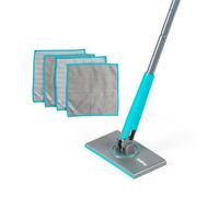 Beldray Anti-Bac Clip-to-Grip Mop da Bagno - Grande Testa del Mocio, Piastrelle/Pavimento/Specchi/Vasca da bagno, Manico Igienico a Spinta Rilascio, Testa a 360°, 4 Panni, Pulizia e Strofinamento