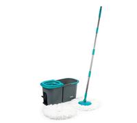 Beldray Antibac Spin Mop - Mocio a corda con secchio, secchio per mocio a doppio scomparto, acqua pulita e sporca, 2 manici per una facile manovrabilità, funzione di rotazione attivata a pedale, testa