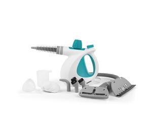 Beldray BEL0701TQN Detergente a vapore portatile 10-in-1, perfetto per tappezzeria, Piastrelle per bagno, specchi e finestre, scopa a vapore detersivo, Uccide efficacemente i batteri, Turchese, 1000W