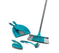 Beldray LA024152TQ - Kit di pulizia in turchese da 5 pezzi con scopa, paletta e spazzola, scrubber e spazzolina per piatti, turchese, prodotti per la pulizia, paletta e spazzola con manico lungo
