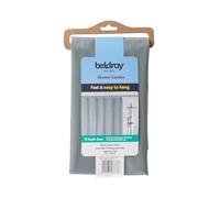Beldray LA028268LGRYUFFEU7 - Cortina de Ducha antibacteriana, rápida y fácil de Usar, 12 Ganchos, fácil de Limpiar y Protege contra bacterias*, tratada con piritiona de Zinc, Aprox. 180 x 180 cm