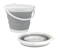 Beldray LA028495GRY Secchio Pieghevole - Vasca Pieghevole Per Stoccaggio Compatto, Uso Interno/Esterno, Pulizia Auto, Plastica Facile Da Pulire Con Maniglia, 10 L, Grigio