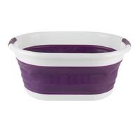 Beldray LA034816PUREU7, Cestello Pieghevole Ovale don Manici in Plastica ei Lunga Durata, Capacità 37 Litri, Viola, Cesto Portabiancheria Plastica, Bacinella Pieghevole Bucato, Soluzione Salvaspazio