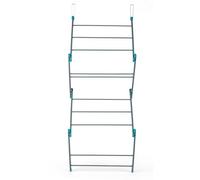 Beldray LA081117EU7 Stendibiancheria da porta compatto, 5 metri di spazio di asciugatura, 10 fili per asciugatura, 50 x 23,5 x 140 cm, grande stendibiancheria pieghevole, Grigio/Turchese