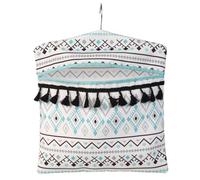 Beldray LA081551EU7 Borsa portamollette agganciabile al filo stendibiancheria, Gancio per appendere facilmente la borsa, cestino mollette bucato, Contiene fino a 50 mollette, Blu/Grigio/Bianco Aztec