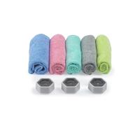 Beldray panni in microfibra Anti Bac, set da 5 con 3 ganci a ventosa | 30 x 30 cm, 53% poliestere riciclato, proprietà antimuffa, lavabili e riutilizzabili, per cucina e bagno