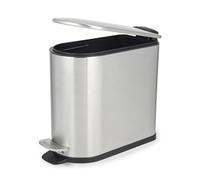 Beldray Pattumiera a pedale da bagno - 5 litri, coperchio a chiusura morbida con pedale, pattumiera a forma di D, per camera da letto, ufficio, cucina, acciaio inossidabile