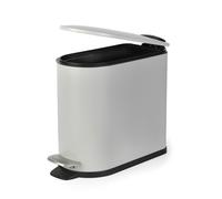 Beldray Pattumiera a pedale per bagno, 5 litri, coperchio con chiusura ammortizzata, pattumiera sanitaria a forma di D, per camera da letto, ufficio, cucina, finitura verniciata a polvere, salvaspazio