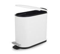 Beldray Pattumiera a pedale per bagno, 5 litri, coperchio con chiusura ammortizzata, pattumiera sanitaria a forma di D, per camera da letto, ufficio, cucina, finitura verniciata a polvere, salvaspazio