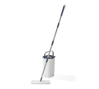 Beldray Set di mocio piatto e secchio Deep Clean, secchio per mocio da 4 litri con 2 scomparti per ammollo/strizzare e rimuovere lo sporco, 2 teste in microfibra lavabili in lavatrice, pavimenti duri