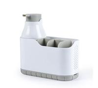 Beldray Set Dispenser e Caddy Regolabile Antibac - Dispenser di Sapone con Pompa a Schiuma, Protezione Antibatterica, Igiene per Cucina e Bagno, Caddy Resistente e Facile da Usare, Bianco/Grigio