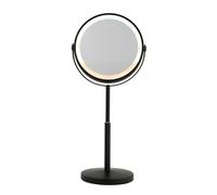 Beldray Specchio da trucco ricaricabile a doppia faccia con luci, ingrandimento 1X/3X, regolabile in altezza, LED a 3 colori, dimmerabile, girevole a 360°, autoportante per bagno, toeletta
