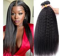 Bele Tessitura brasiliana Kinky dritto umano capelli Weave 16 pollici 12A Yaki dritto capelli umani 3 pacchi per donne Può essere tinto o scolorito colore naturale