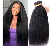 Bele Tessitura brasiliana Kinky dritto umano capelli Weave 18 pollici 12A Yaki dritto capelli umani 3 pacchi per donne Può essere tinto o scolorito colore naturale
