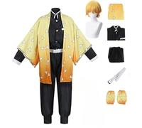 BELEB Anime Agatsuma Zenitsu Vestito Festa di Halloween Kimono Uniforme con Parrucca Adulto Festa Regalo (Agatsuma Zenitsu,M)