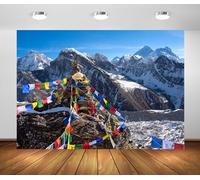 BELECO 1.5x1.2m Sfondo Campo Base Everest Bandiere Preghiera Buddiste, Valle Khumbu Nepal, Decorazione Festa Montagna Viaggio Studio Foto