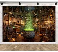 BELECO 1.5x1.2m Sfondo in Tessuto Spezieria Antica Laboratorio Strega | Biblioteca Vintage della Strega Calderone Verde Pozioni Sfondo Halloween Magico Party Decorazioni Foto Props