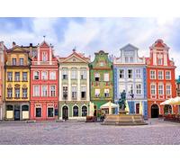 BELECO 1.5x1.2m Sfondo Piazza Mercato Città Vecchia Polonia, Edificio Europeo Colorato Retrò, Decorazione Matrimonio Fotobooth Viaggio