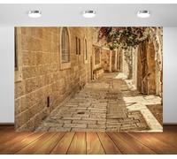 BELECO 1.5x1.2m Sfondo tessuto muro pietre antiche strada Gerusalemme | Mura pietra antiche gerusalemme per eventi religiosi, ritratti storici e decorazione culturale.