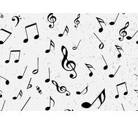 BELECO 1.5x1m Sfondo per note musicali in tessuto Nota musicale Modello scarabocchio musicale Sfondo bianco e nero Servizio fotografico di compleanno Decorazioni per feste a tema musicale